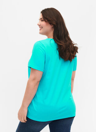 Bawelniana koszulka z nadrukiem, Turquoise SUN, Model image number 1