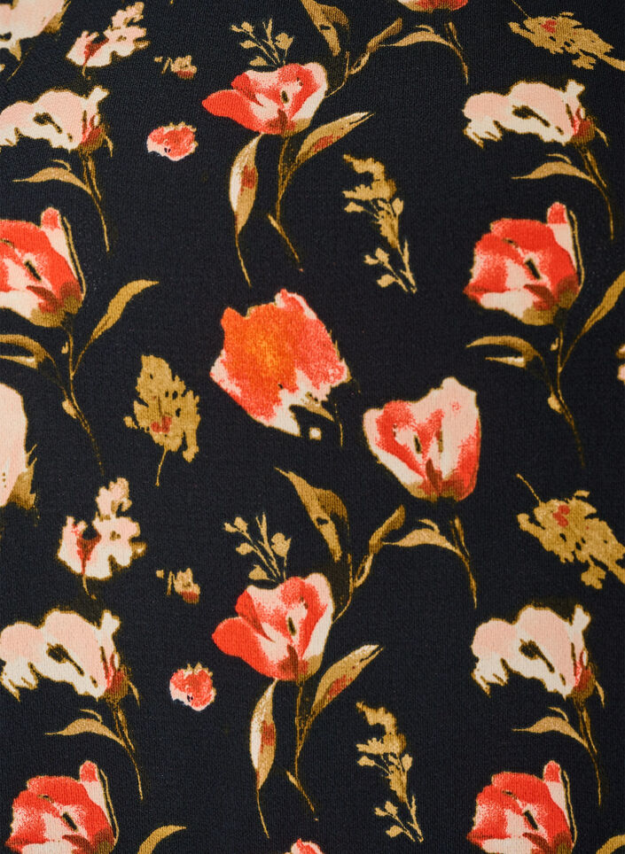 Sukienka z nadrukiem i kr&oacute;tkimi rekawami, Czarne, Packshot image number 2