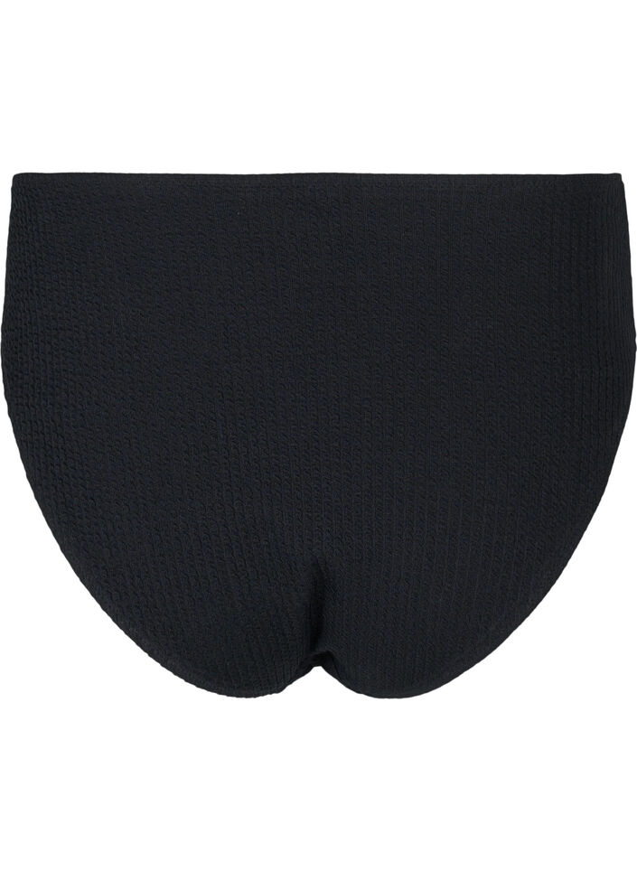 Dól bikini z wysokim stanem o fakturze krepy, Black, Packshot image number 1