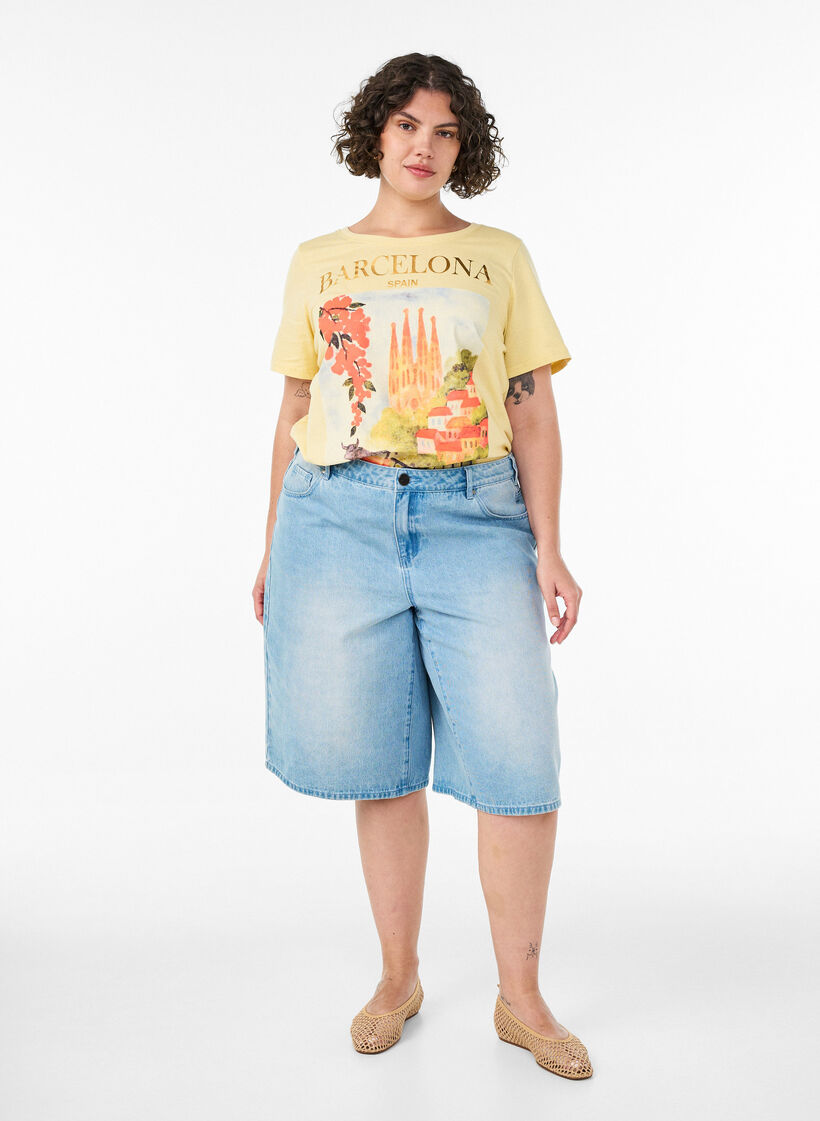 Bawelniana koszulka z nadrukiem, Ż&oacute;łty, Model image number 1