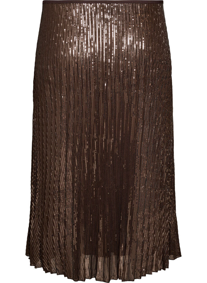 Trapezowa cekinowa sp&oacute;dnica midi, Brązowy, Packshot image number 1