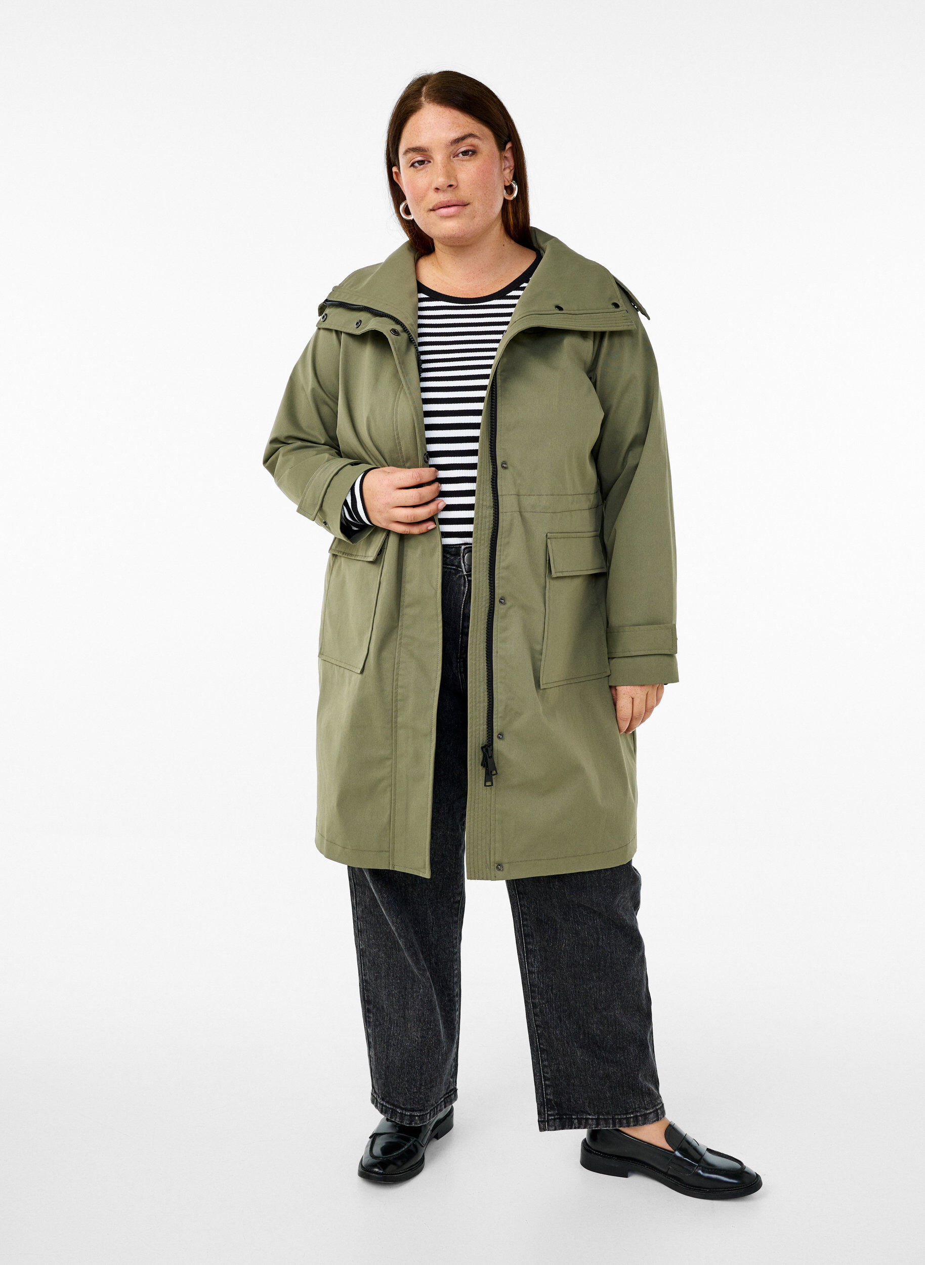 Zizzi Wodoodporna kurtka parka, Zielony, Model image number 1
