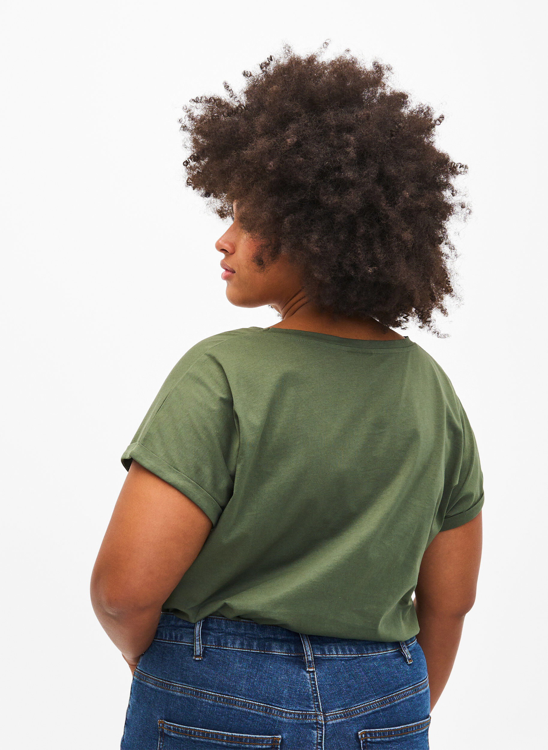 Zizzi T-shirt z organicznej bawelny ze zlotym nadrukiem, Thyme W. Free, Model image number 1