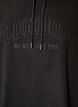 Bluza z kapturem z polaru z wysokim kolnierzem i haftowanym tekstem, Czarne, Packshot image number 2