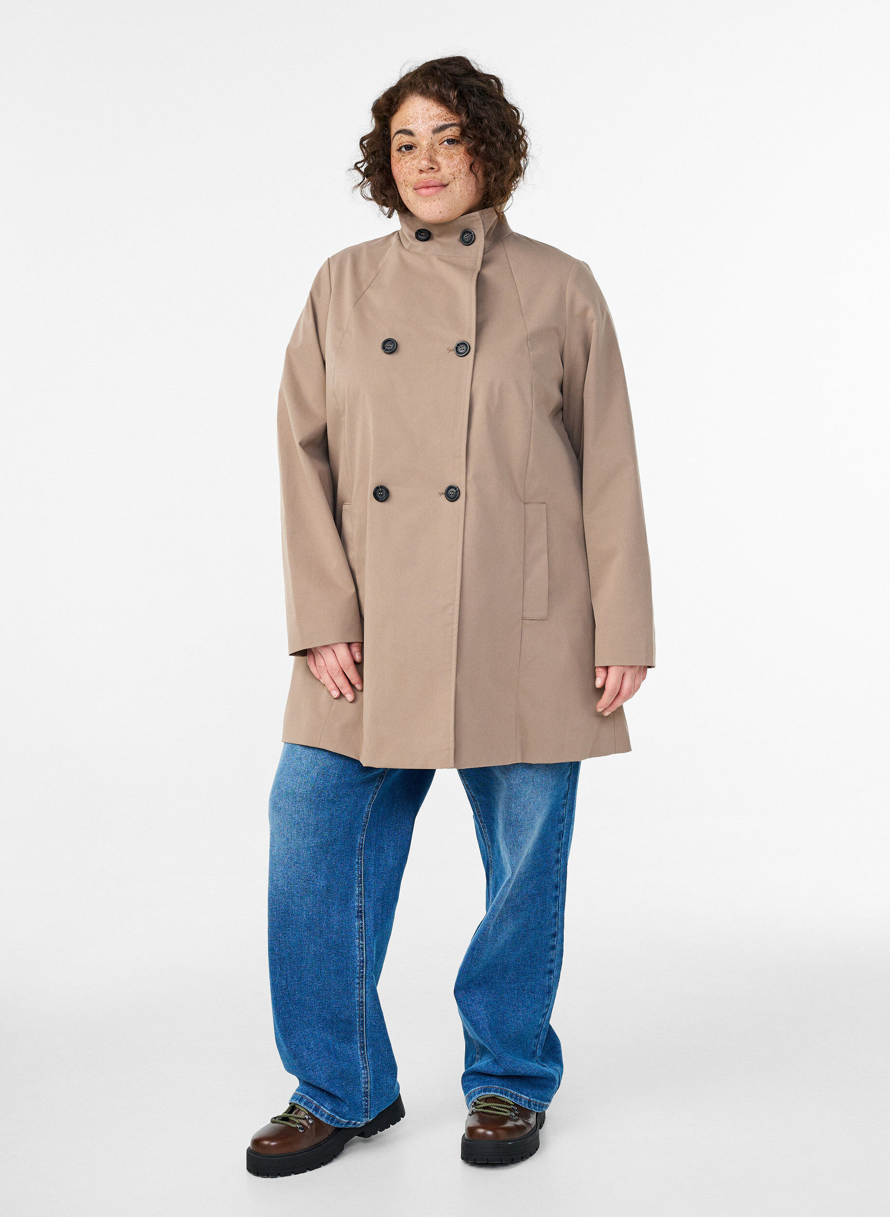 Zizzi Wodoodporna kurtka wiosenna o kroju w ksztalcie litery A, Szary, Model image number 1