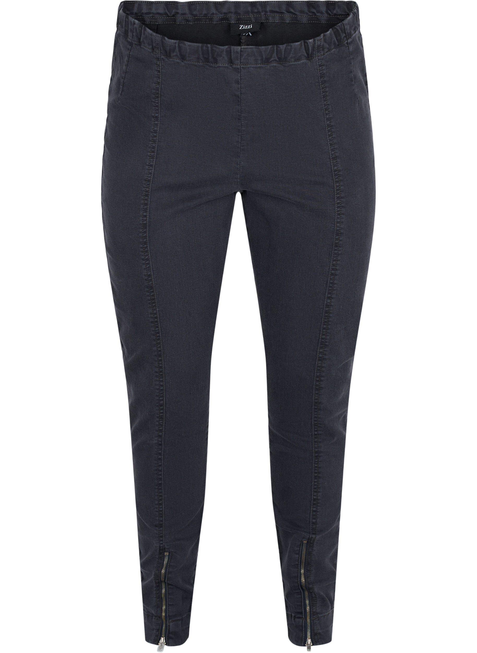 Zizzi Jeggings with zip detail, Grey Wash, Packshot image number 0