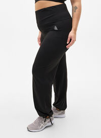 Luzne spodnie dresowe ze sznurkiem, Black, Model
