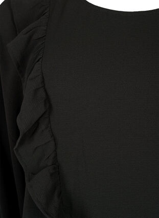 Bluzka z dlugim rekawem i marszczeniami, Black, Packshot image number 2
