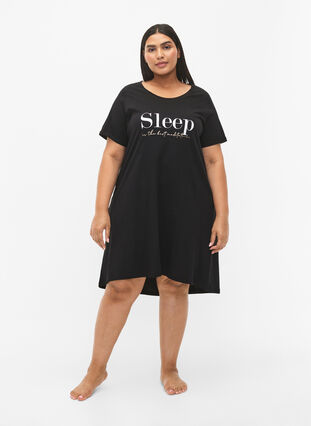 Koszula nocna z krótkim rekawem, wykonana z bawelny organicznej, Black Sleep, Model image number 2