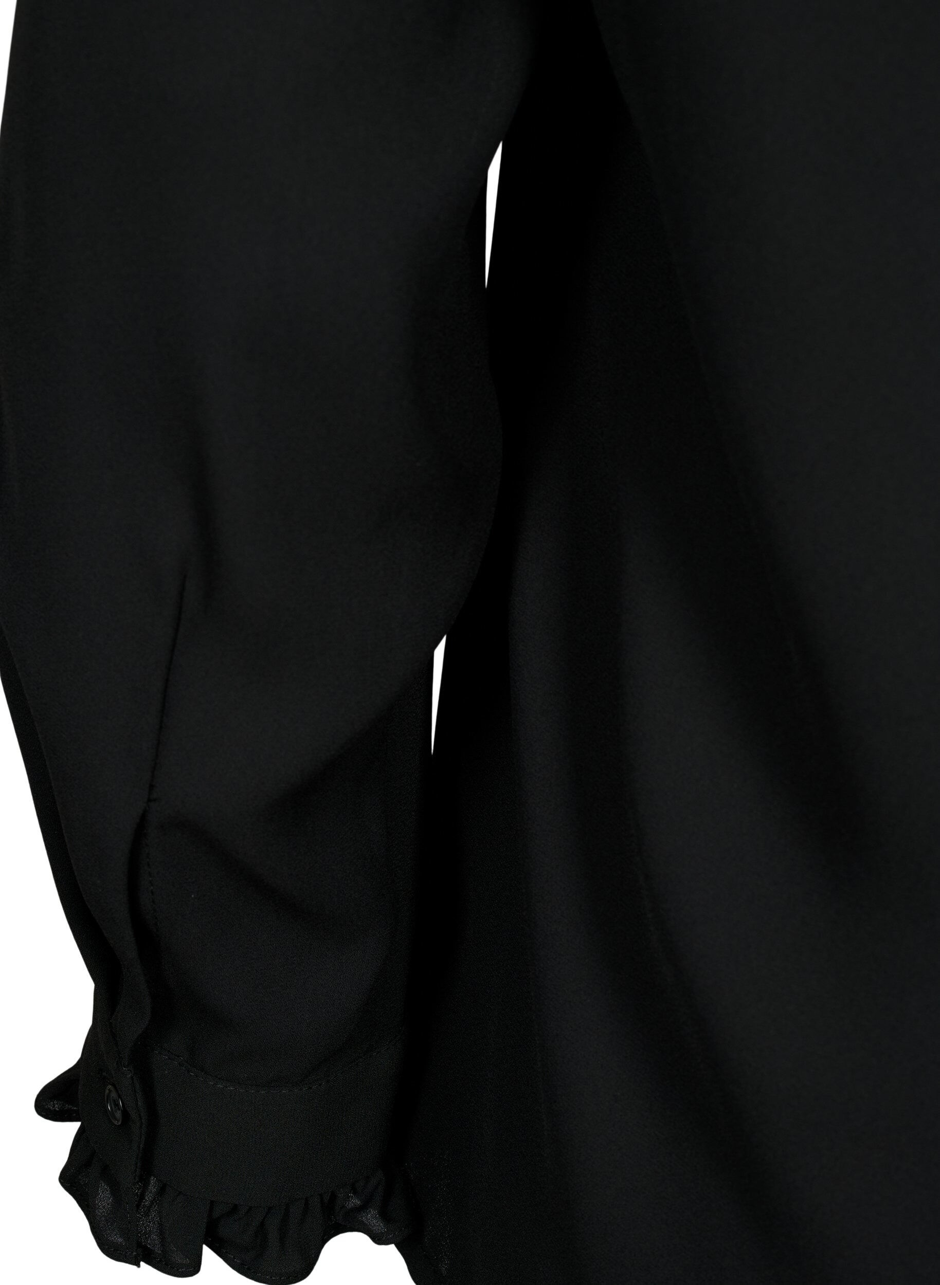 Zizzi Bluzka z dlugim rekawem i falbana, Black, Packshot image number 3