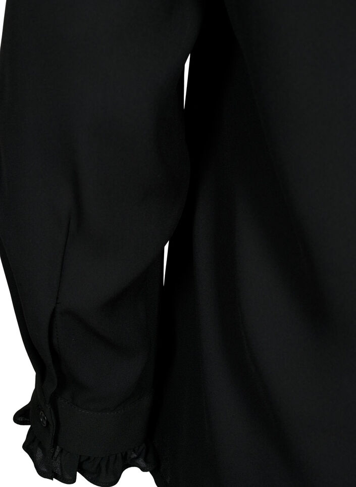 Bluzka z dlugim rekawem i falbana, Black, Packshot image number 3