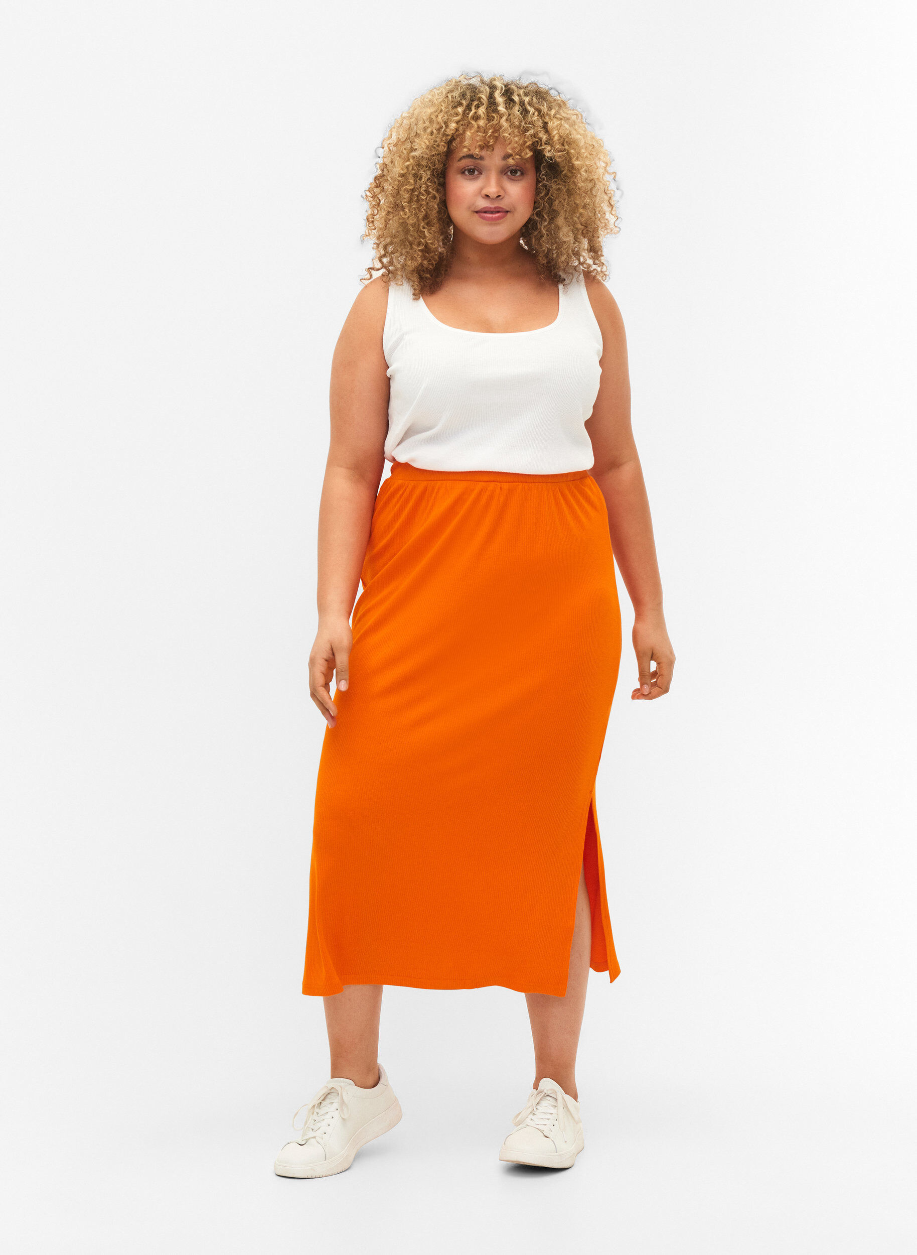 Zizzi 2-pack podstawowy podkoszulek w prazki, Black/Bright White, Model image number 2