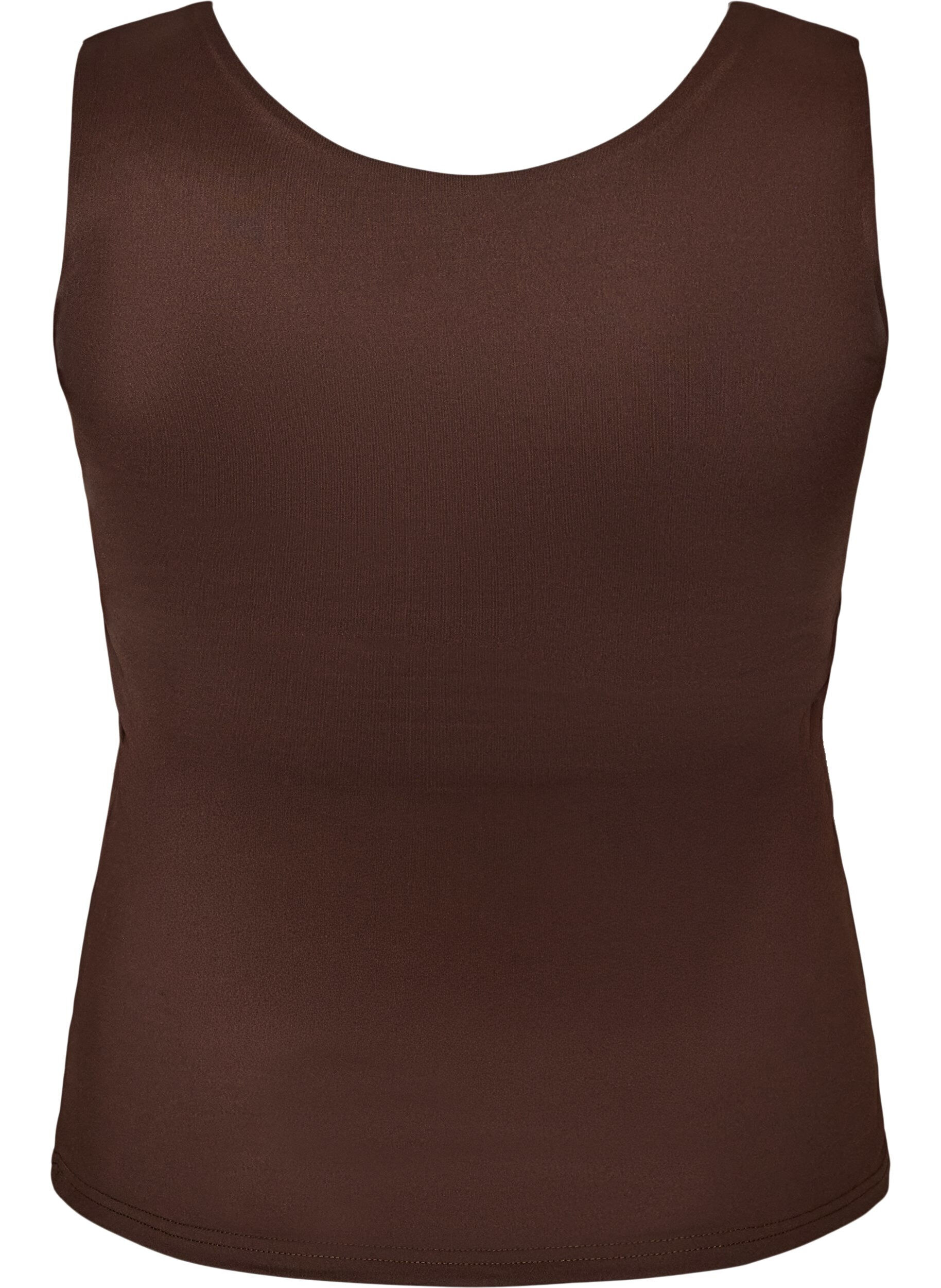 ZizziDopasowany top basic z gladkiego materialu, Brązowy, Packshot image number 1