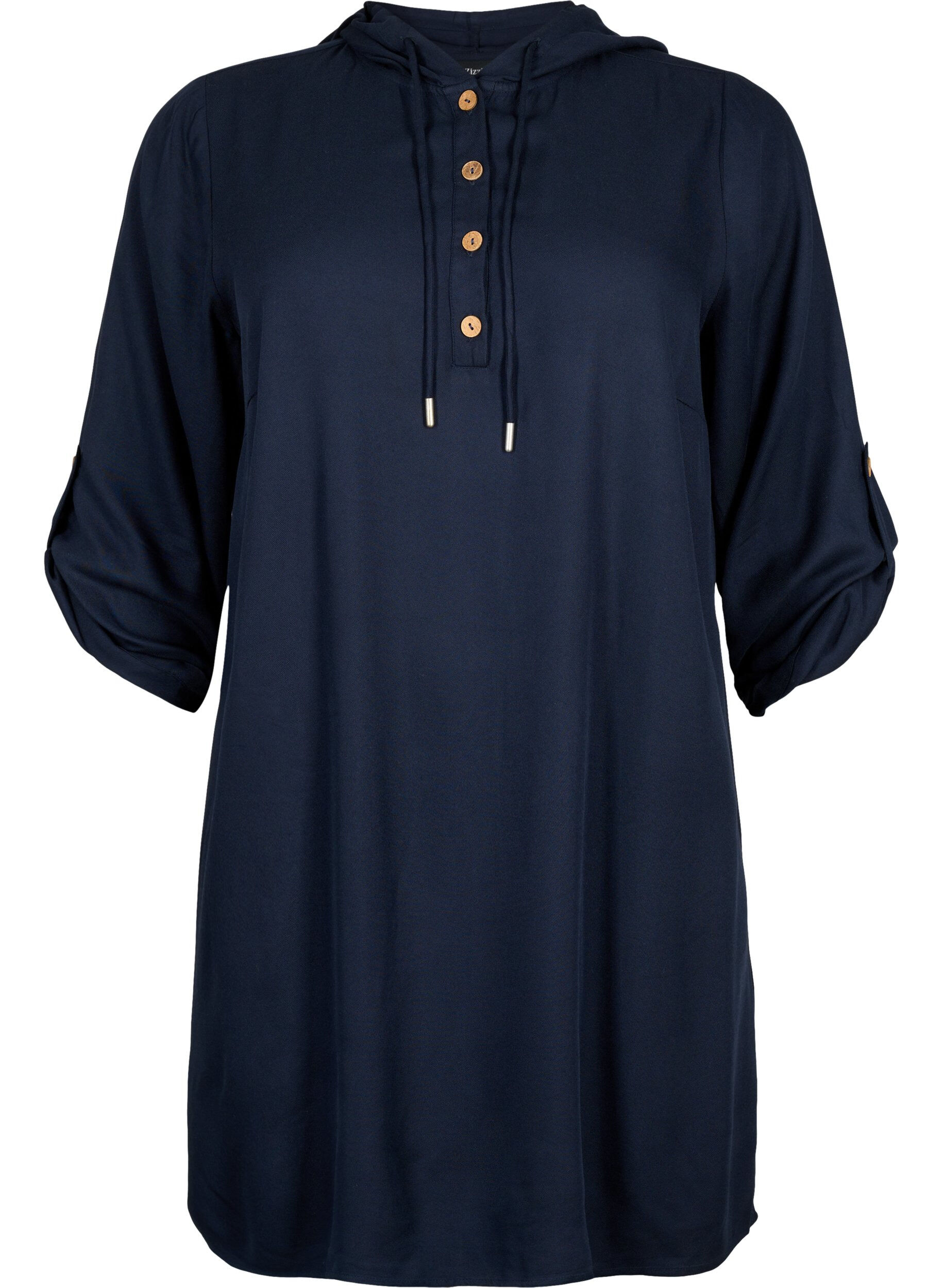 ZizziWiskozowa tunika z kapturem, Navy Blazer, Packshot image number 0