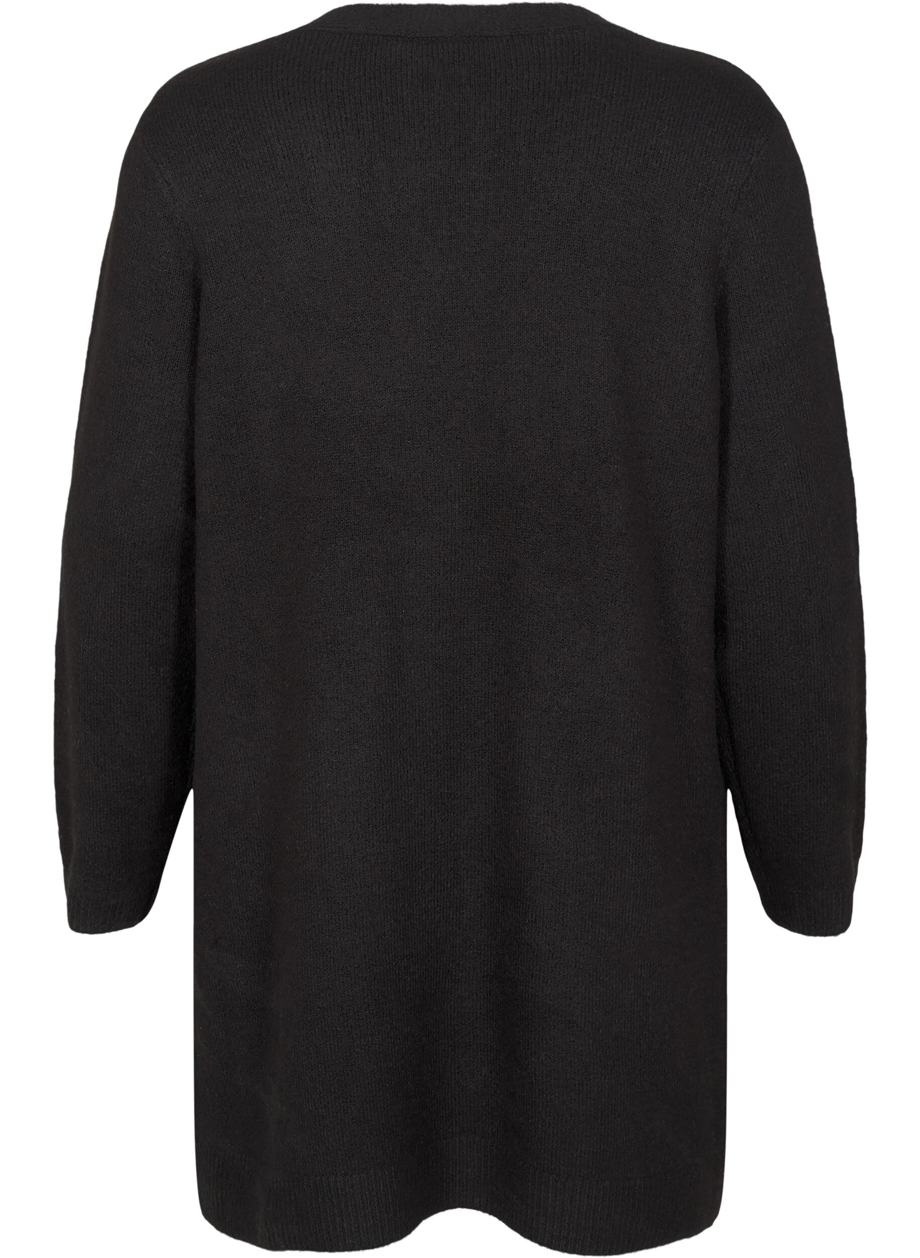 Zizzi Dlugi kardigan z kieszeniami, Czarne, Packshot image number 1