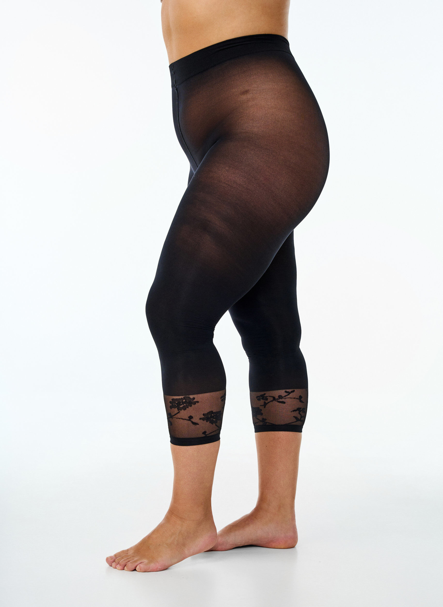 Rajstopy 50 den z koronkowym obszyciem, Czarne, Model