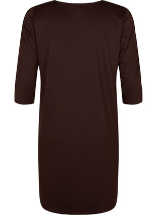 Gladka sukienka z dekoltem w szpic i rekawami 3/4, Coffee Bean, Packshot image number 1