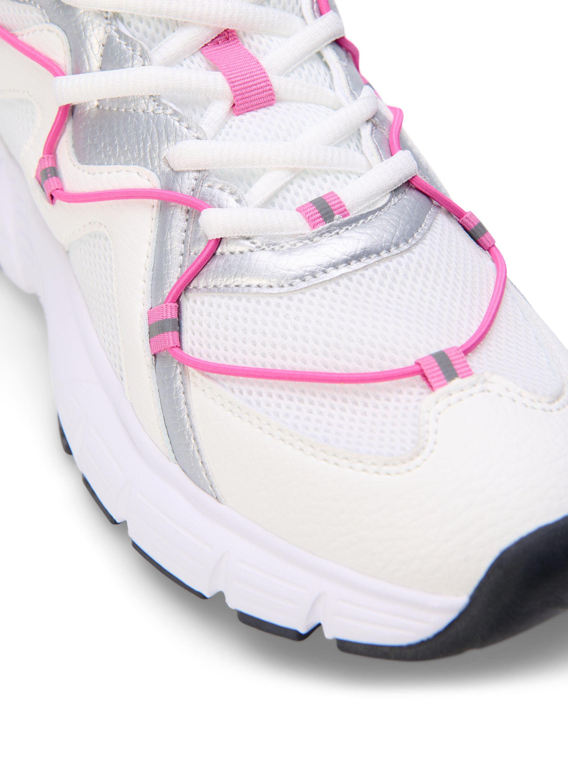 Zizzi Sneakersy o szerokim kroju z kontrastowym wiazaniem, White w. Pink, Packshot image number 3