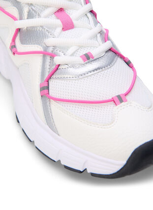 Sneakersy o szerokim kroju z kontrastowym wiazaniem, White w. Pink, Packshot image number 3