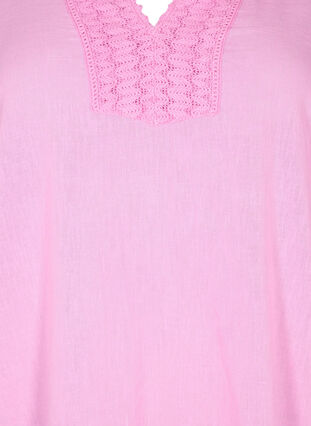 Bawelniana bluzka z szydelkowym detalem, Begonia Pink, Packshot image number 2