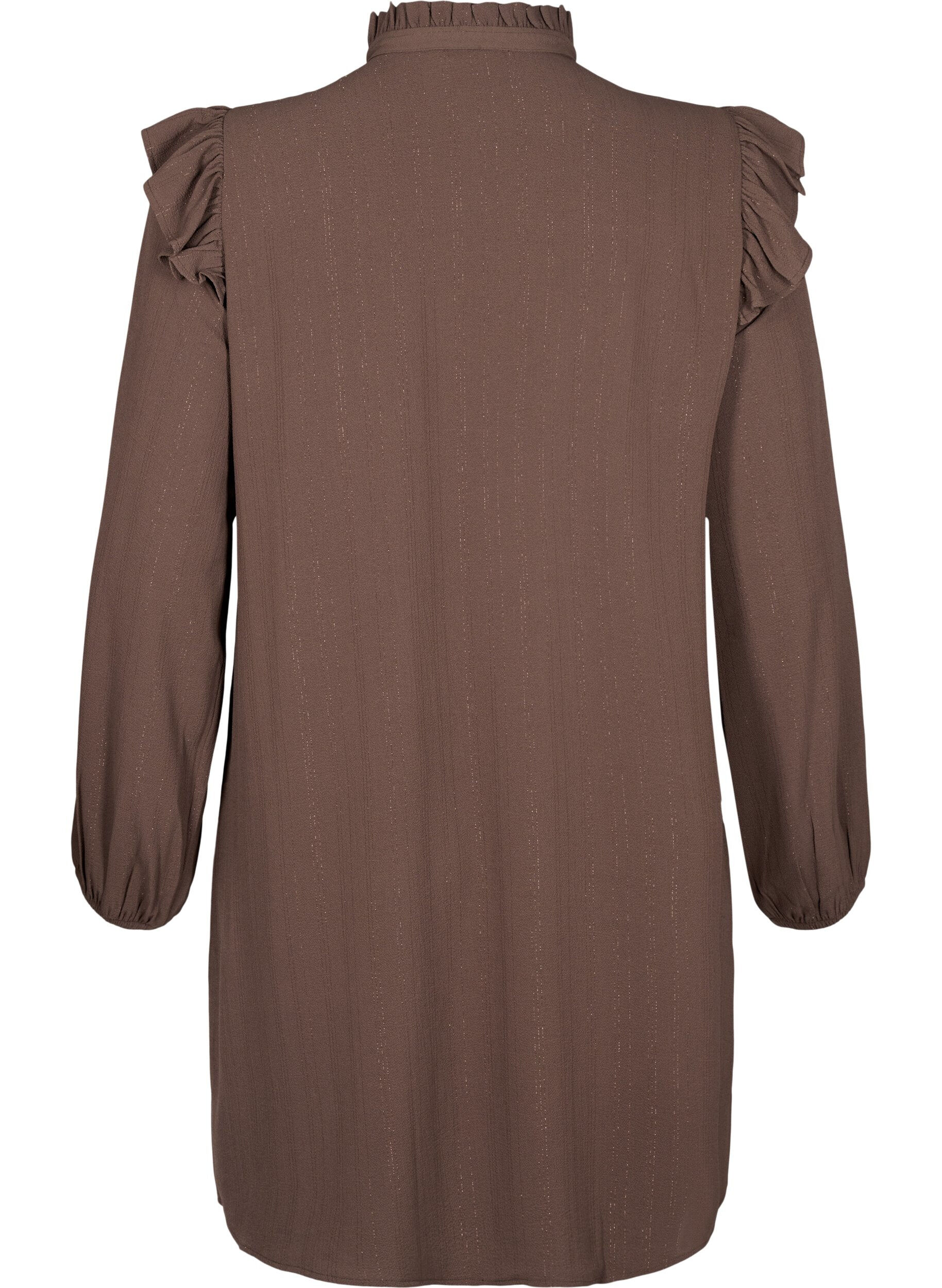 Zizzi Kr&oacute;tka sukienka z marszczeniami i brokatem, Brązowy, Packshot image number 1