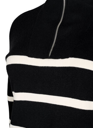 Sweter w paski z wysokim kolnierzem, Black w. Birch, Packshot image number 2