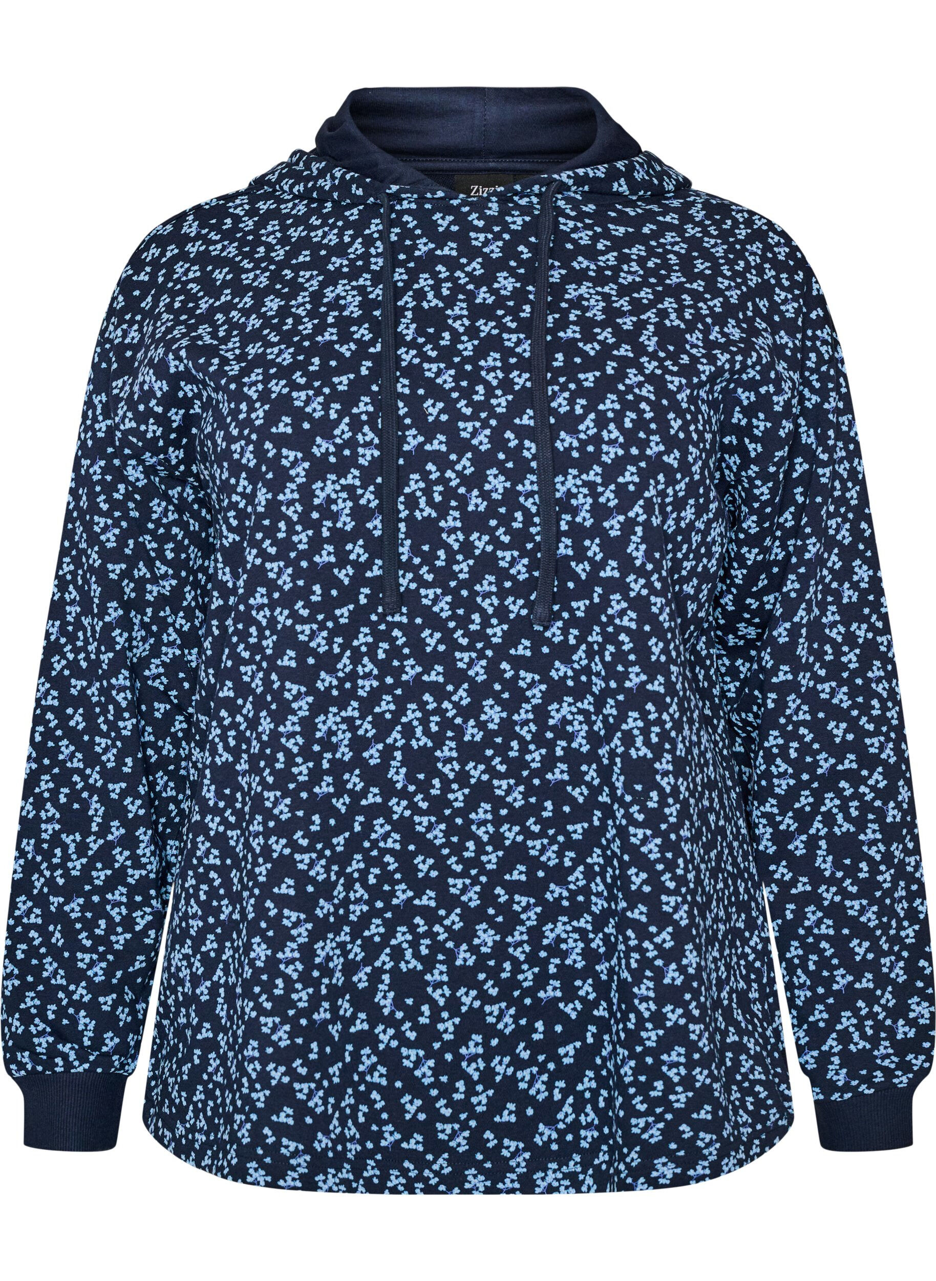 ZizziBluza z kapturem z nadrukiem na calej powierzchni, Niebieskie, Packshot image number 0