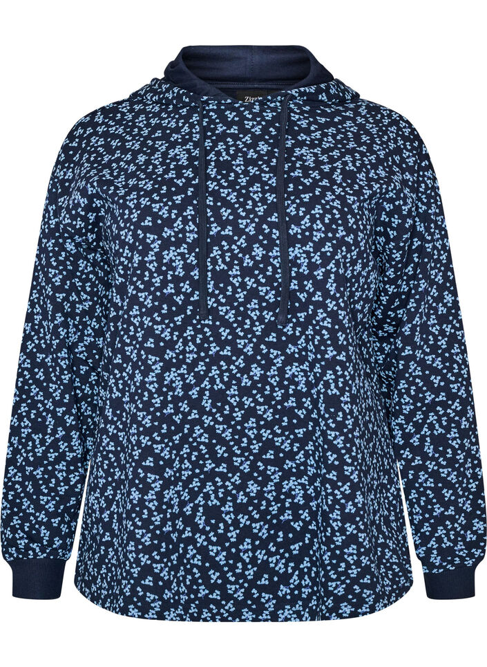 Bluza z kapturem z nadrukiem na calej powierzchni, Niebieskie, Packshot image number 0