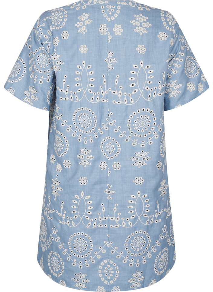Krótka sukienka z ozdobnym azurowym wzorem, Niebieskie, Packshot image number 1