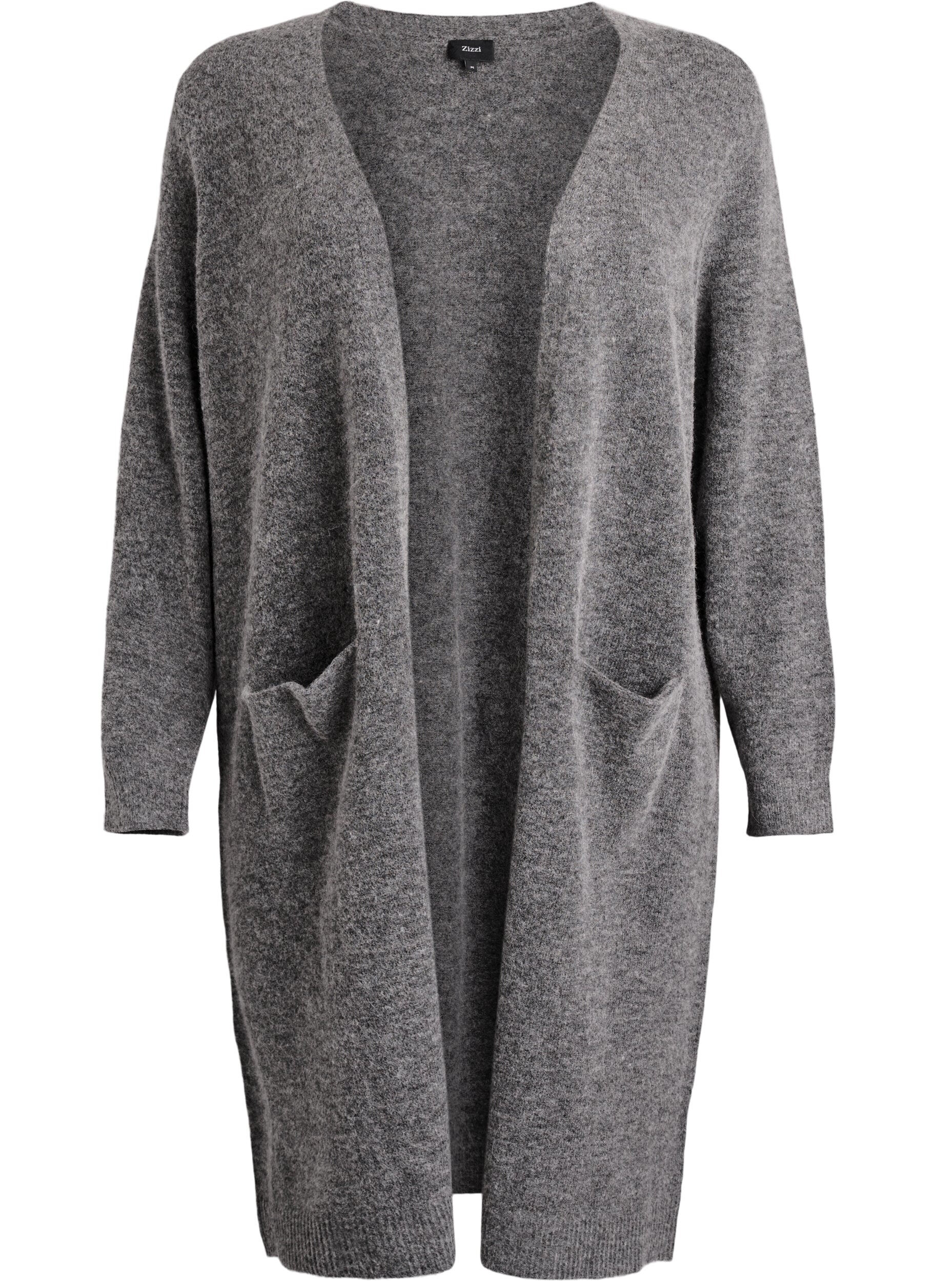 Dlugi dzianinowy kardigan z welny i alpaki