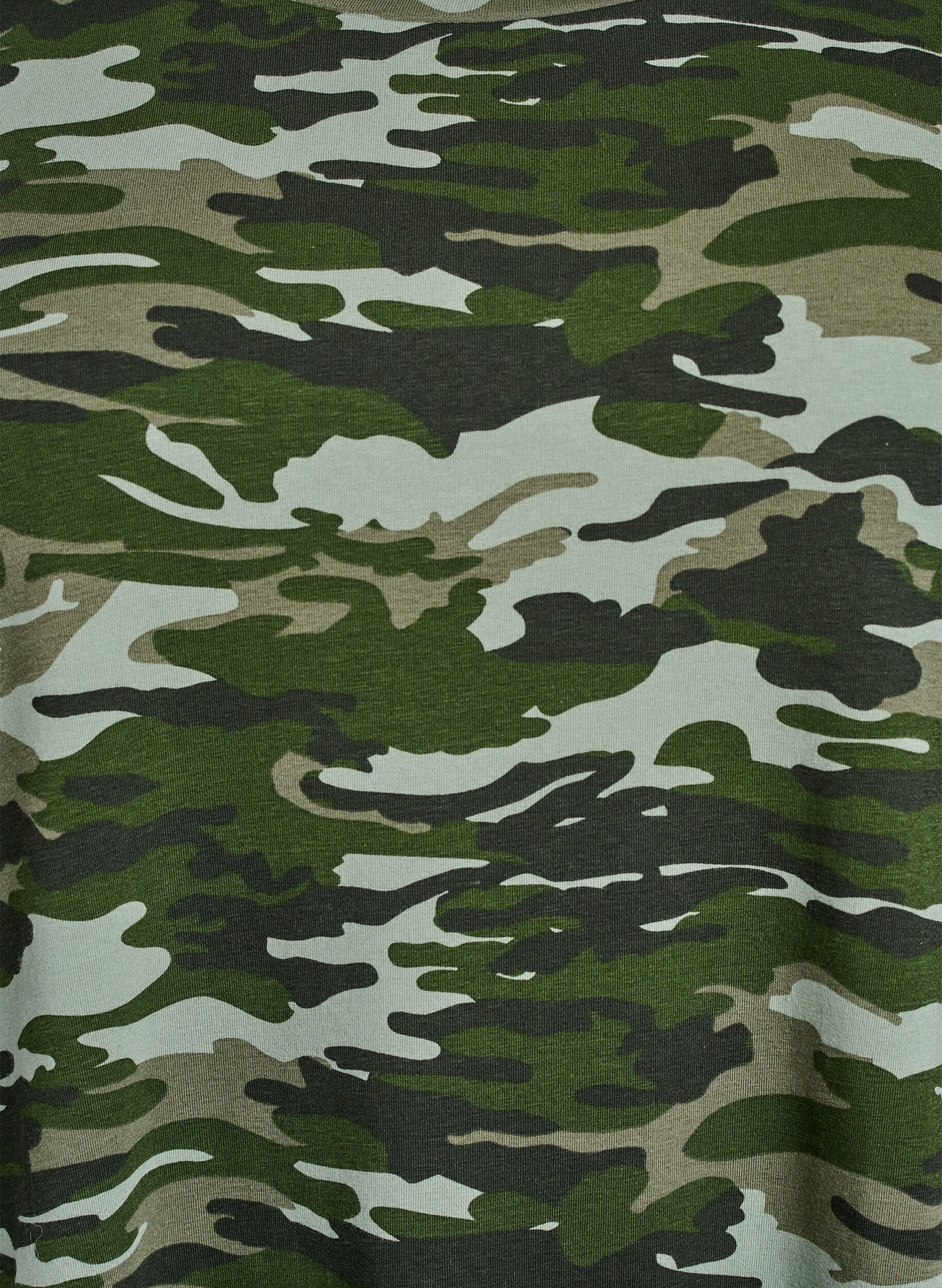 Zizzi Kr&oacute;tka sukienka T-shirtowa w krate z bawelnianej dzianiny, Zielony, Packshot image number 2