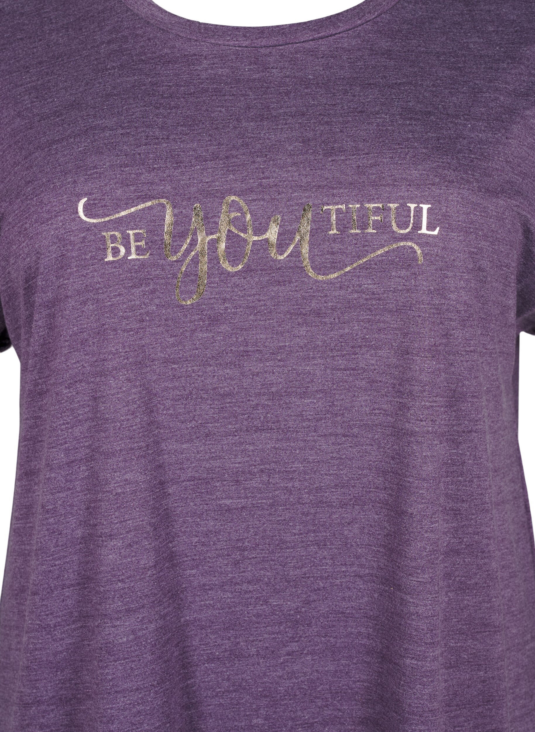 Zizzi Koszula nocna z kr&oacute;tkim rekawem i nadrukiem tekstowym, , Packshot image number 2