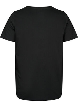 T-shirt z krótkim rekawem i dekoltem w szpic, Black, Packshot image number 1