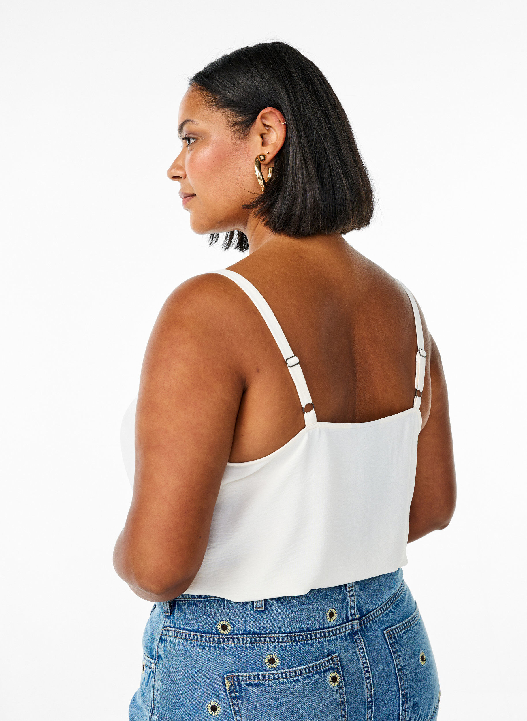 Zizzi Top z falistym dolem, Biały, Model image number 2