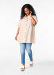 Pasiasta tunika z guzikami i kieszeniami na piersi, Beżowy, Model image number 1