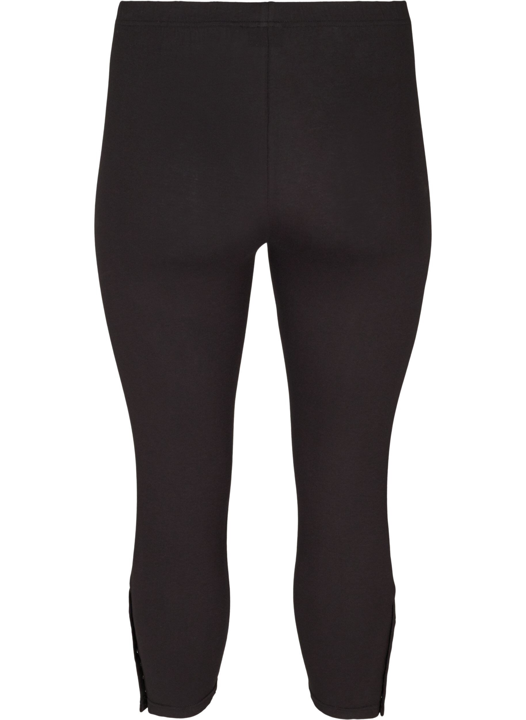 Zizzi 3/4-length legginsy z guzikami, Black, Packshot image number 1