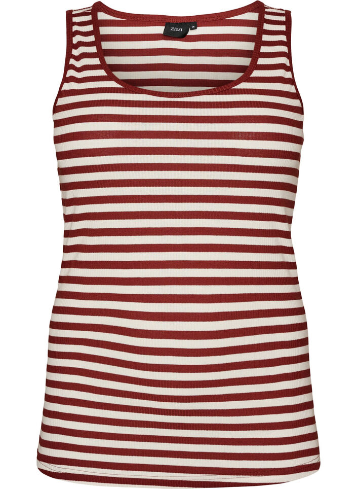 Tank top w paski o prazkowanej strukturze, Czerwony, Packshot image number 0