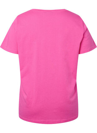 Bawelniana koszulka z nadrukiem tekstowym, Shocking Pink W. LOS, Packshot image number 1