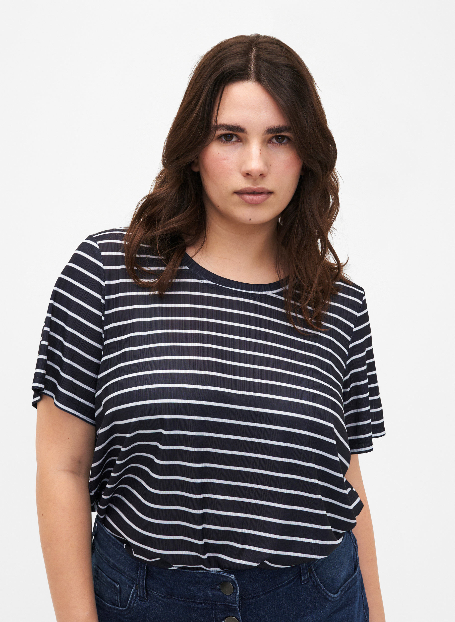 Zizzi FLASH &ndash; koszulka w paski, Night S. W. Stripe, Model image number 0