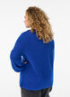Prazkowany sweter z bufiastymi rekawami i guzikami, Niebieskie, Model image number 2