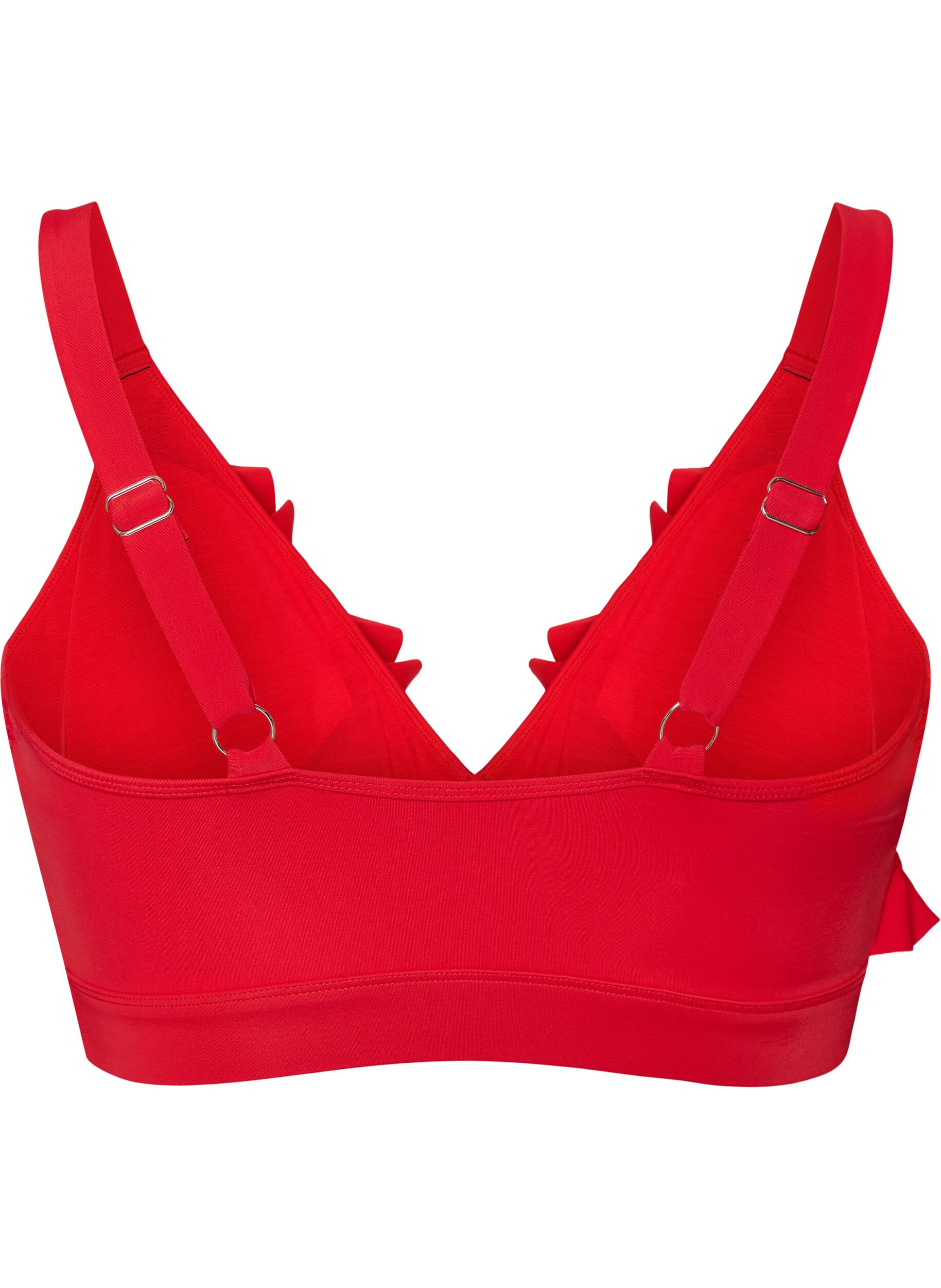 ZizziBikini top with ruffles and removable pads, Red, Packshot image number 1