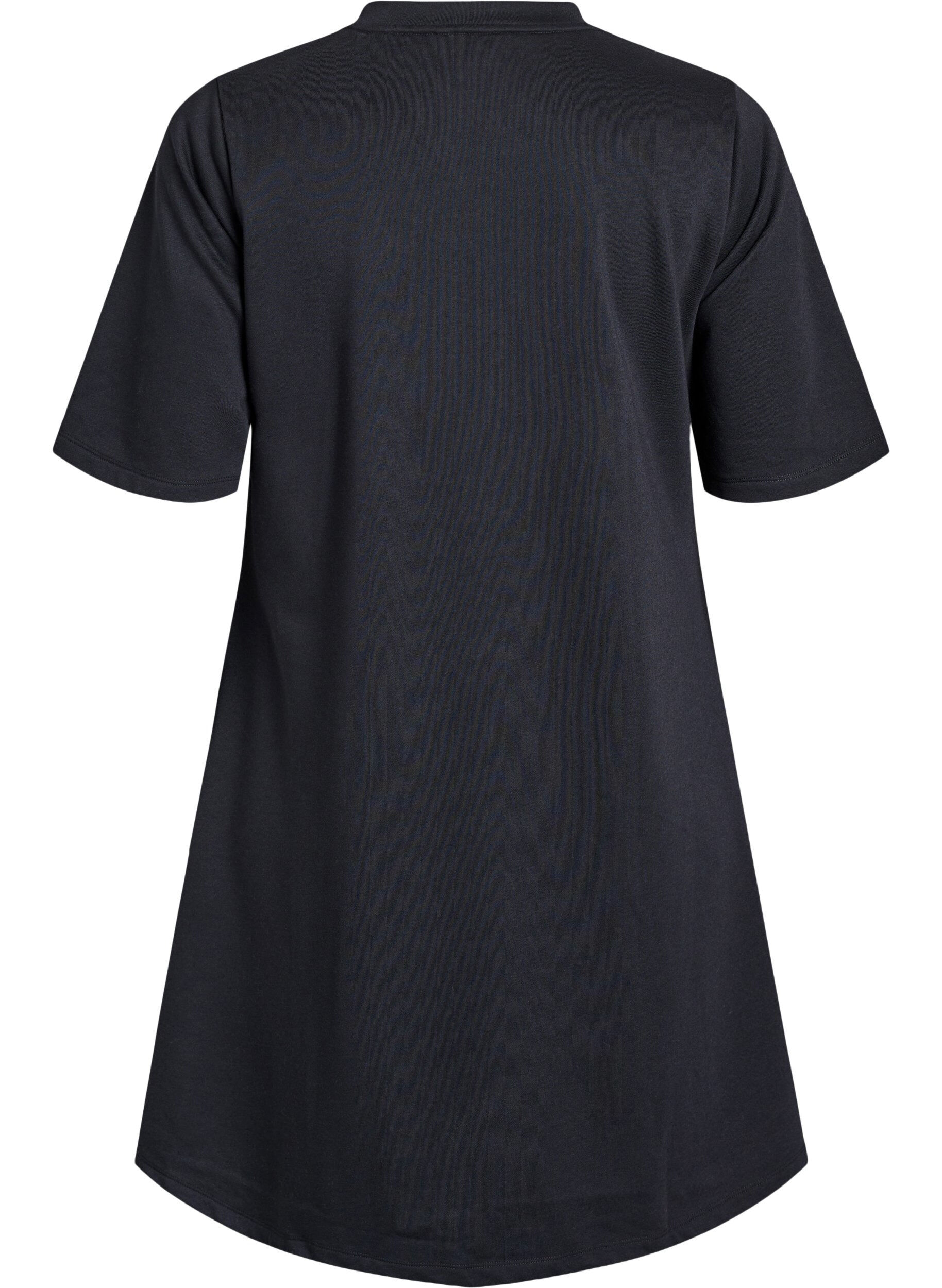 Zizzi Dzersejowa sukienka do kolan z kieszeniami w ksztalcie litery A, Czarne, Packshot image number 1