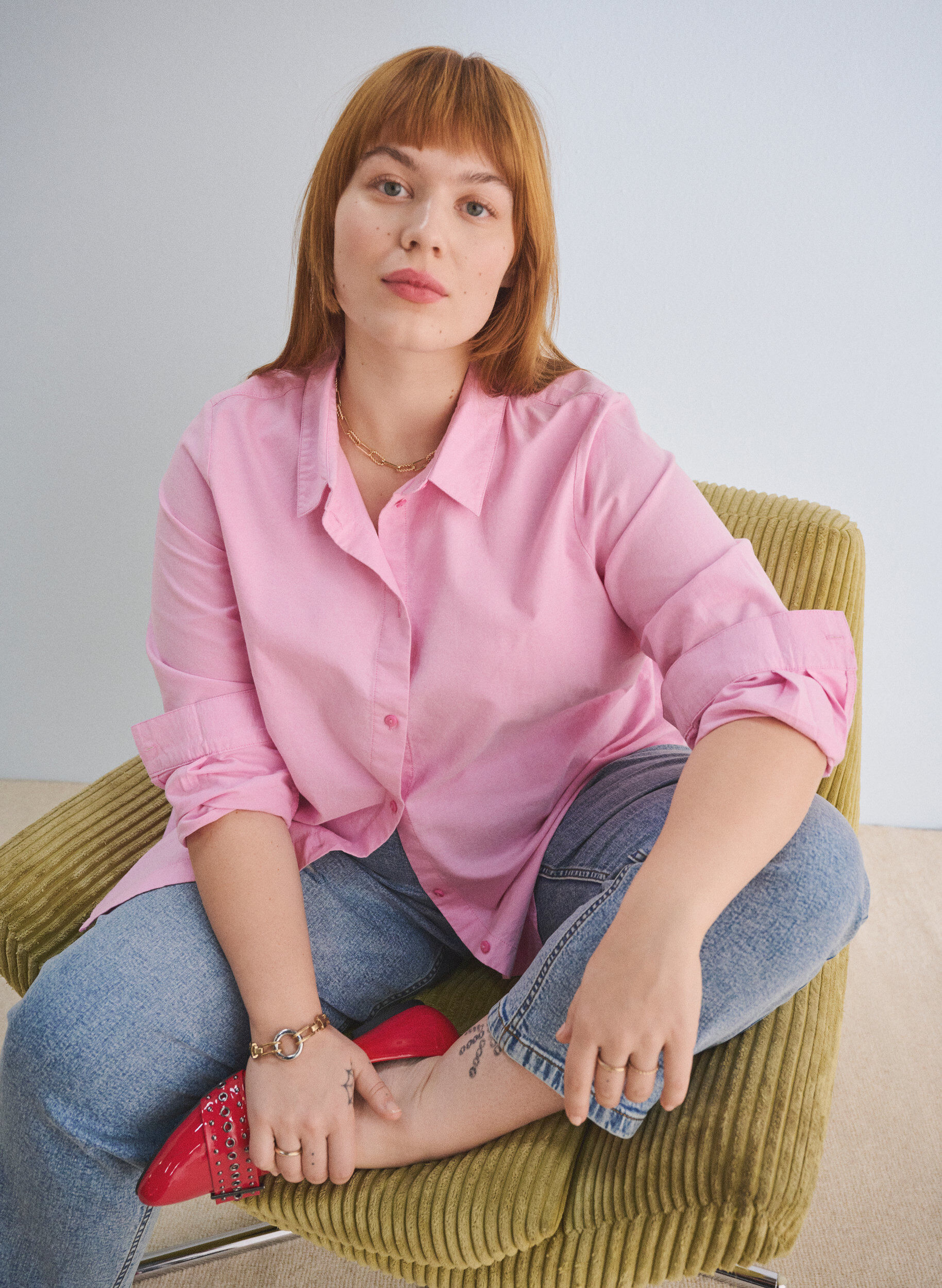 Zizzi Bawelniana koszula z dlugim rekawem, R&oacute;żowy, Image image number 0