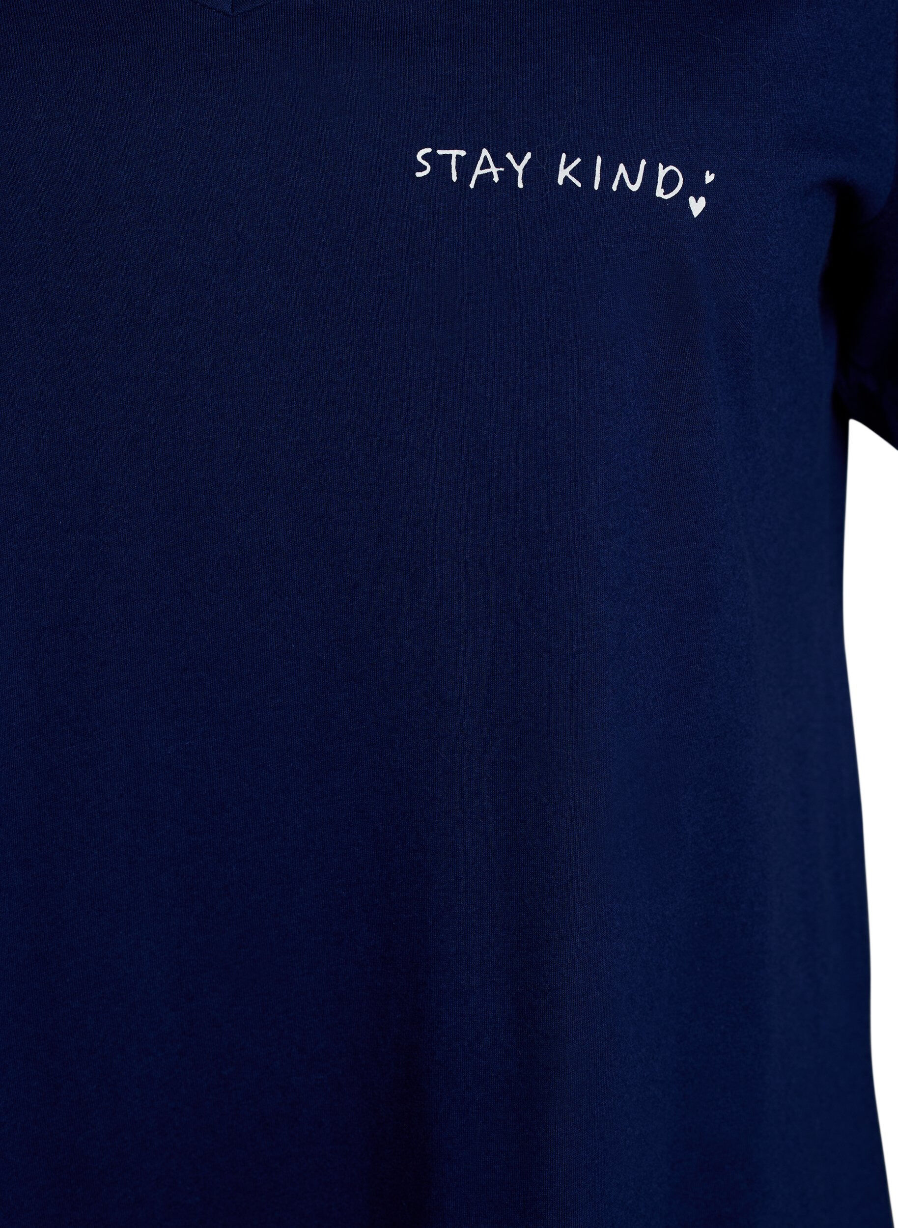 ZizziKoszula nocna z bawelny organicznej z dekoltem w szpic, Niebieskie, Packshot image number 2