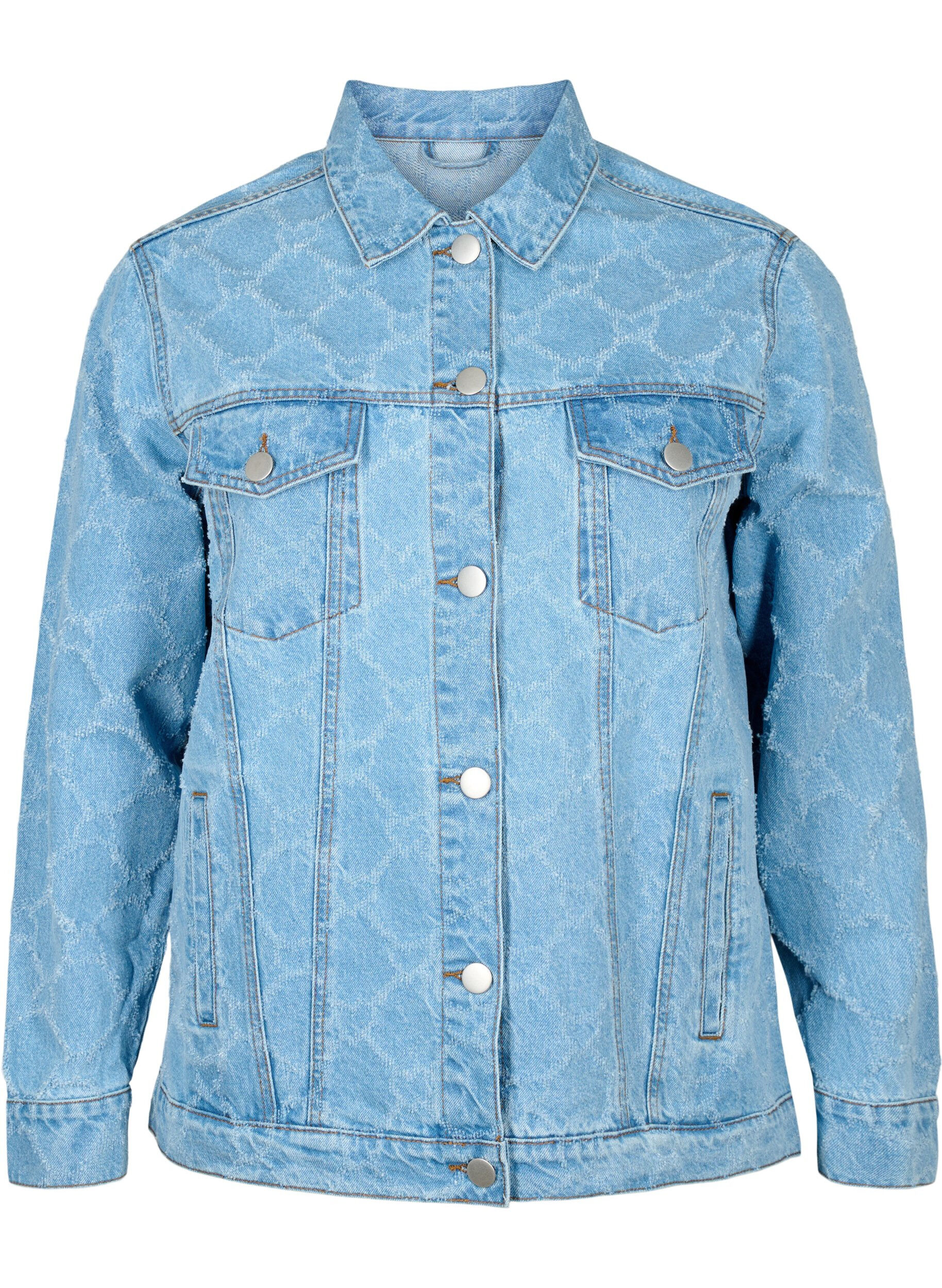 Zizzi Kurtka jeansowa z przetarciami, Blue denim, Packshot image number 0