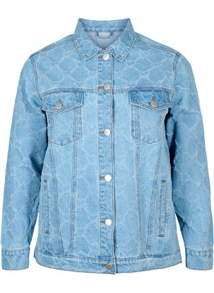 Kurtka jeansowa z przetarciami, Blue denim, Packshot image number 0