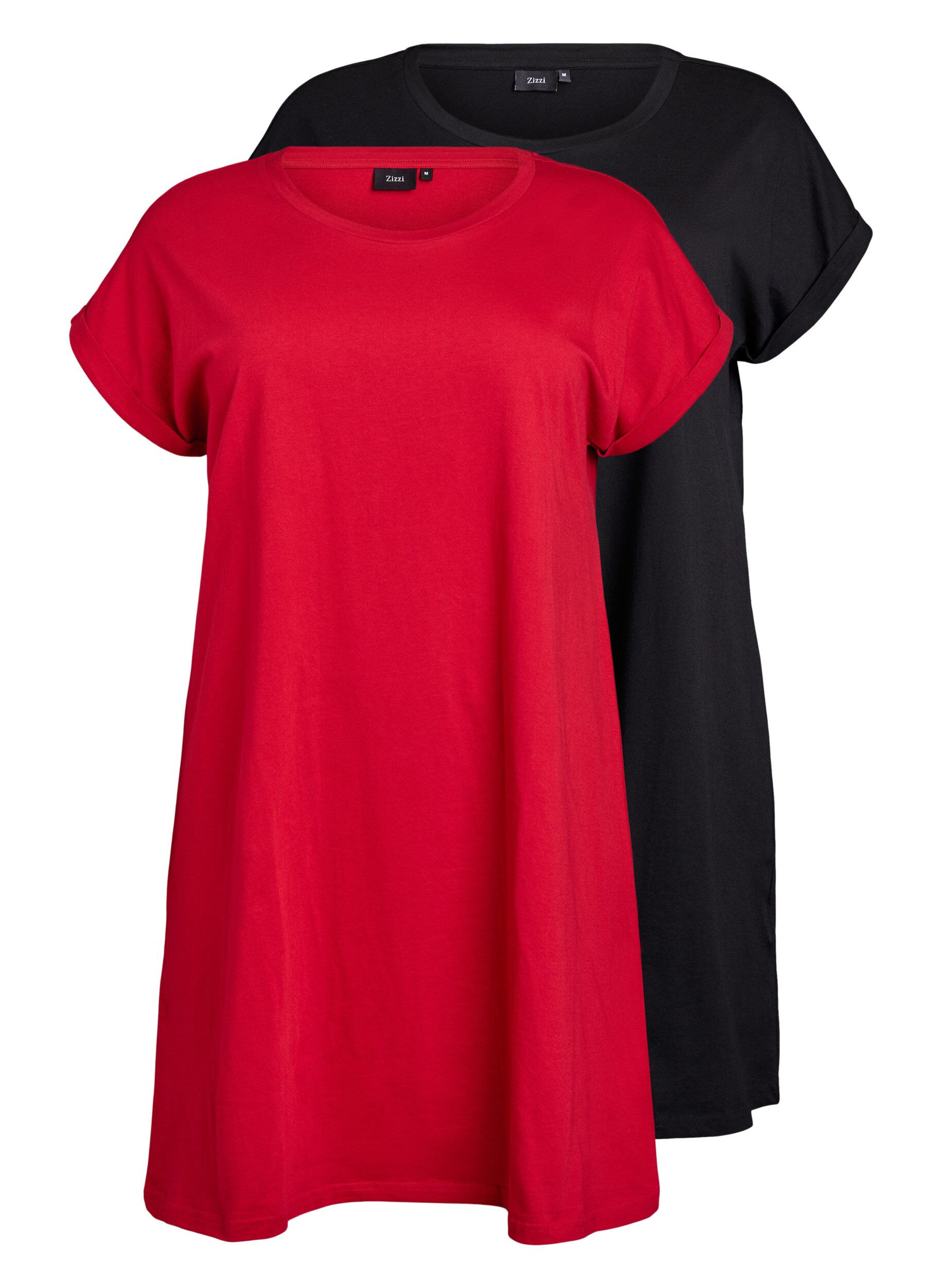 Zizzi2-pack T-shirt z kr&oacute;tkim rekawem, Czerwony, Packshot image number 0