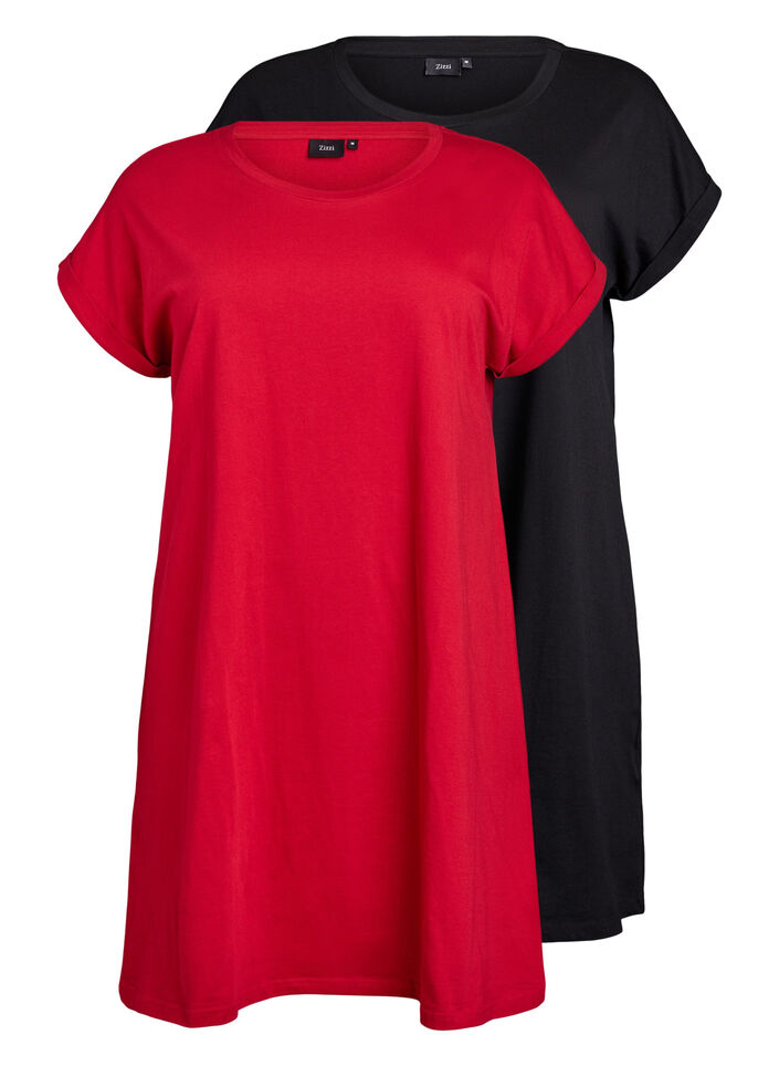2-pack T-shirt z kr&oacute;tkim rekawem, Czerwony, Packshot image number 0