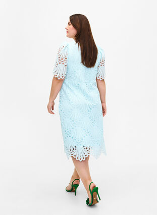 Szydelkowa sukienka z krótkimi rekawami, Delicate Blue, Model image number 1