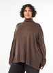 Sweter z kolnierzykiem i luznym krojem, Brązowy, Model image number 0